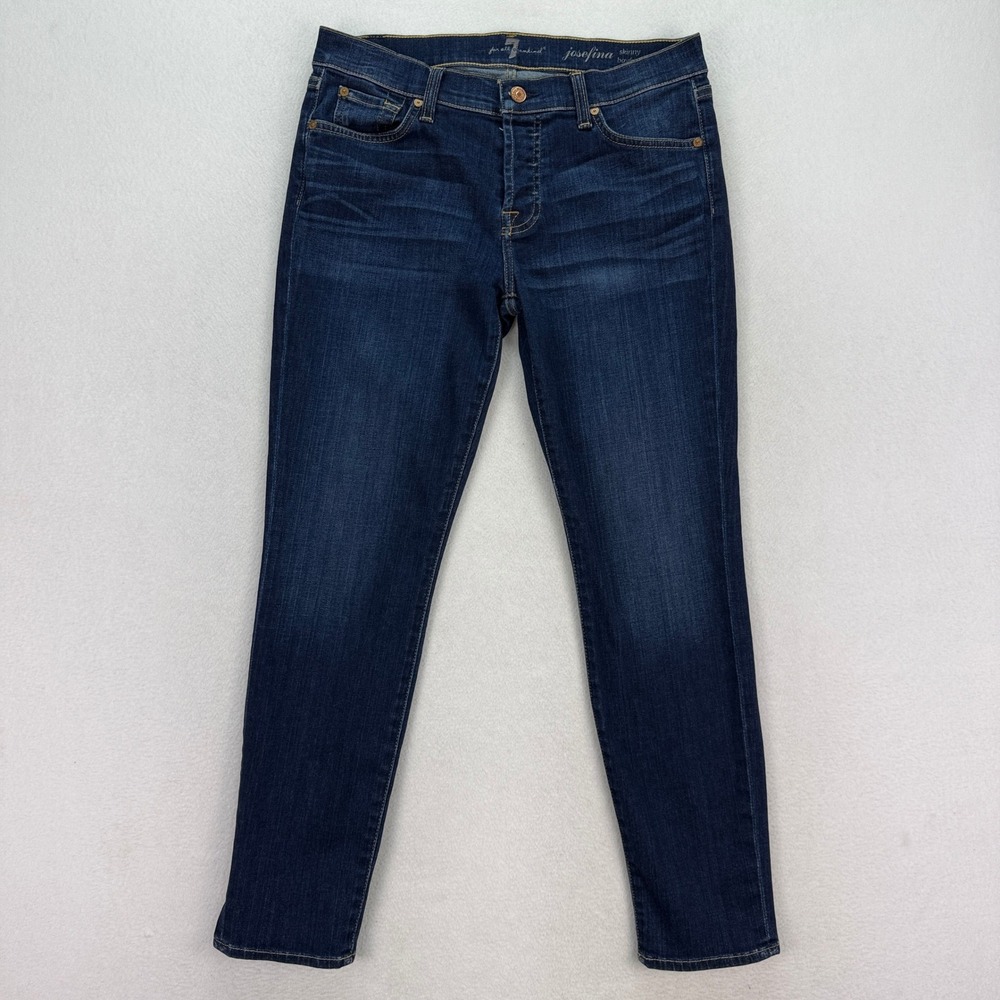 7 For All Mankind Josefina Skinny Boyfriend Jeans Dark Wash 27 (measures 30")